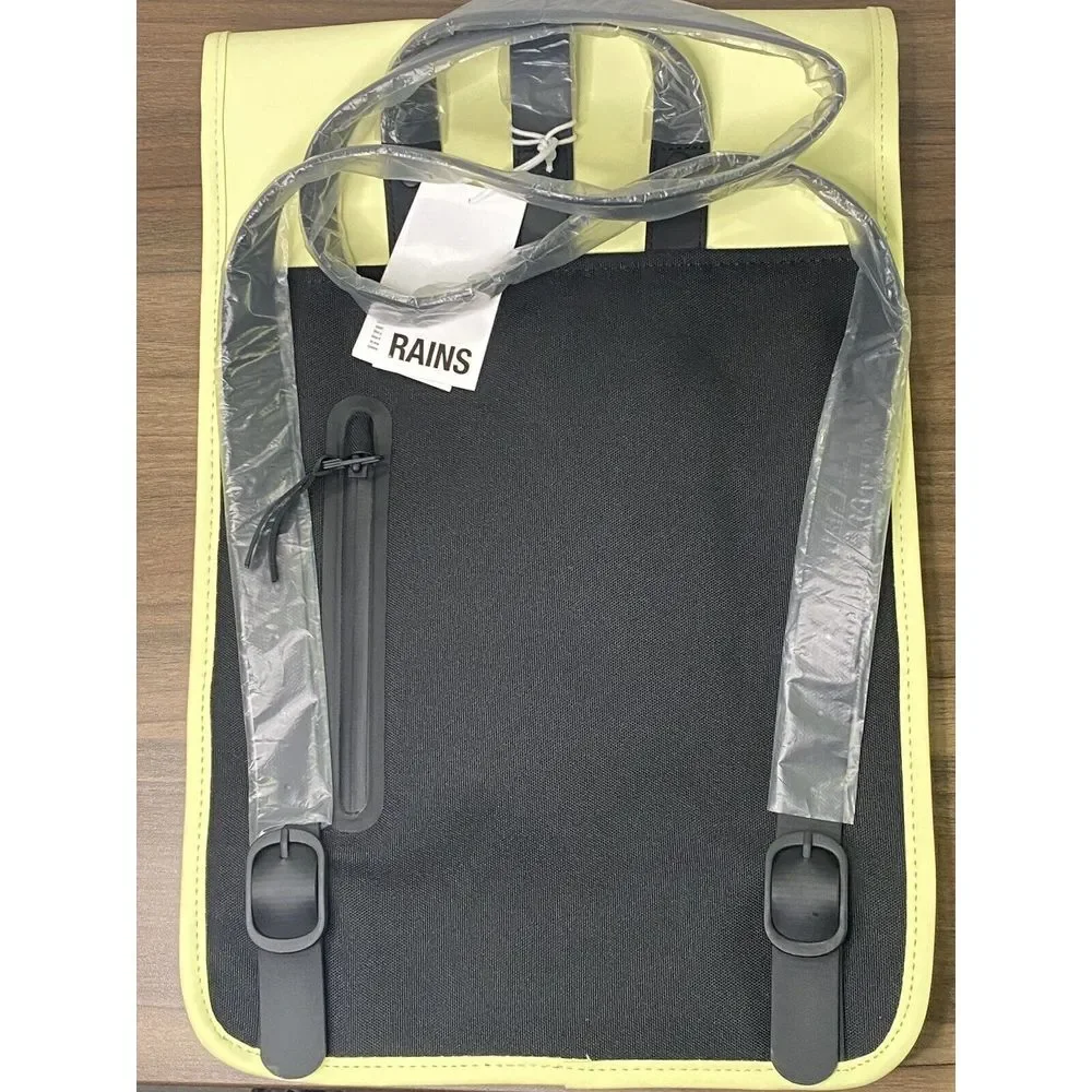 Rains Waterproof Backpack Rucksack Straw/Yellow Laptop External Phone Pocket New